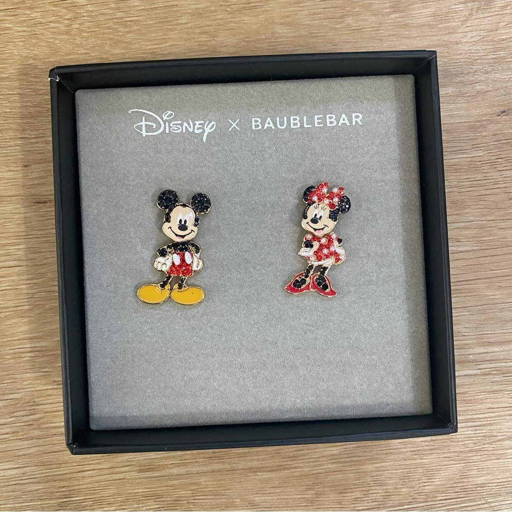 Disney x Baublebar Mickey & Minnie Rhinestone & Pearl Dangle Earrings